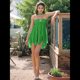 thumbnail image 5 of Vestido Mini Ajustado con Volantes, Estampado, Sin Mangas y Espalda Descubierta para Mujer. Verde S, 5 of 10