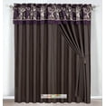 thumbnail image 2 of 11-Pc Floral Damask Jacquard Patchwork Pleated Comforter Curtain Set Coffee Brown Purple Beige Queen, 2 of 4