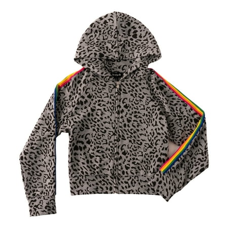 

KIDPIK Girls Long Sleeve Leopard Zip Front Hoodie Size: 2T - XL (14)