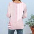thumbnail image 4 of 3/4 Sleeve Tops for Women Dressy Women's Fashion Non Positioning Printed T-Shirt 3/4 Sleeves Blouse V-Neck Casual Loose Top Pink XXL, 4 of 6