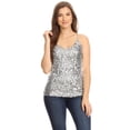 thumbnail image 1 of Womens Shimmer Sequins Club Spaghetti Strap Camisole Vest Tank Tops, 1 of 5