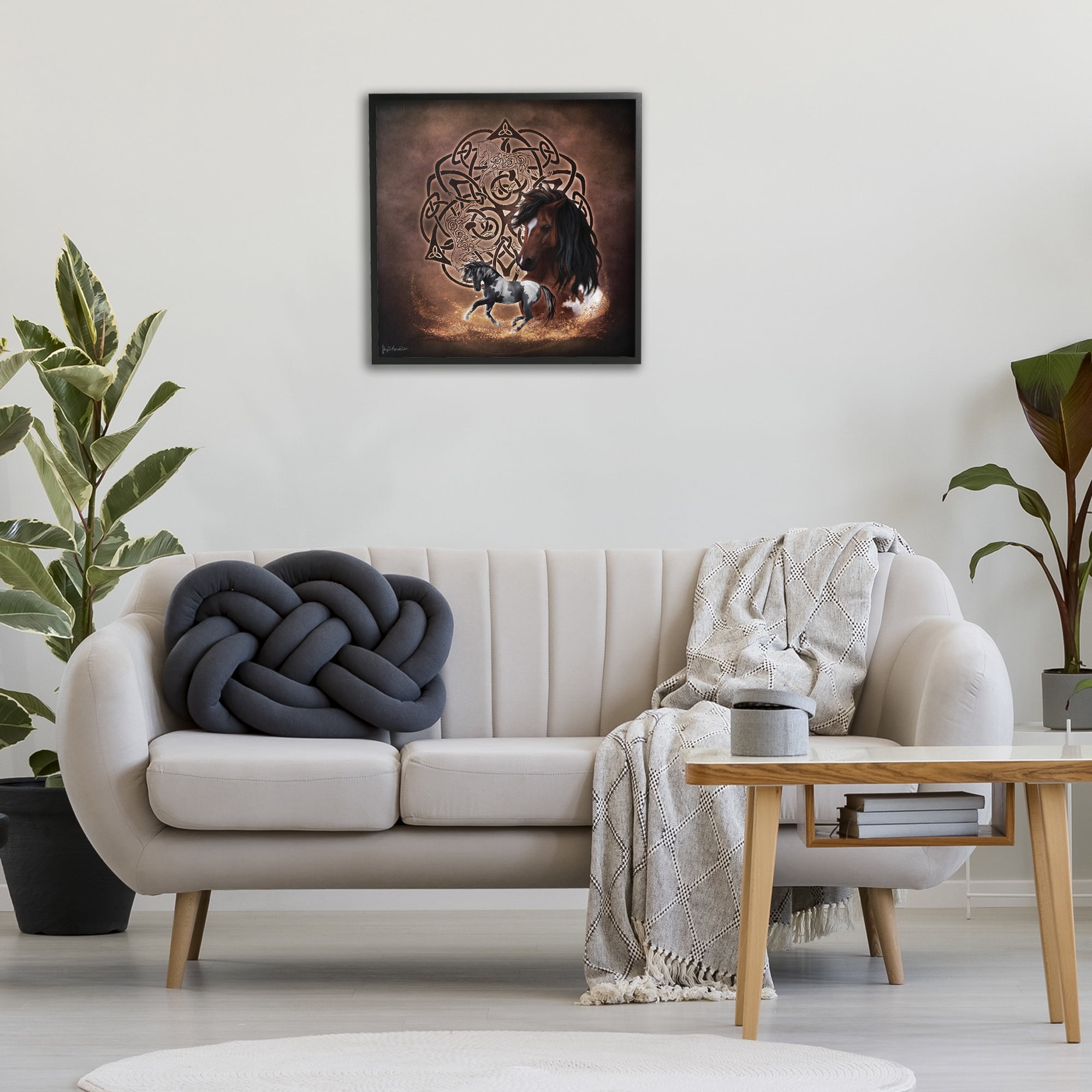 Stupell Industries Horse Celtic Knot Animals & Insects Painting Black Framed Art Print Wall Art, 24 x 24