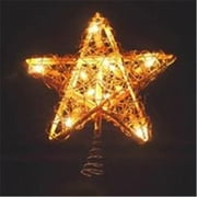 Kurt Adler 10 Light Indoor Rattan Star Treetop, Gold (UL1219)