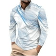 thumbnail image 2 of Donemore Men's Fashion Contrast Color Striped Half - Zip Polo Shirt, Long - Sleeve Casual & Business Top, Multi - Color Printed Trendy Design, Comfortable & Versatile Men's Clothing, 2 of 5