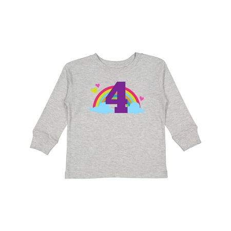 

Inktastic 4th Birthday Rainbow Gift Toddler Toddler Girl Long Sleeve T-Shirt
