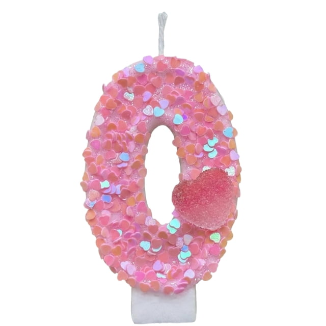 Goleeg Birthday Number Candles, Glitter Number Candle Cake Decorations with Sequins and Heart, Cupcake Decorations for Party Anniversary Celebrations Number 0