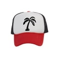 thumbnail image 1 of Men's Palm Tree Cap Snapback Trucker Hat, White/Red/Black, 1 of 2