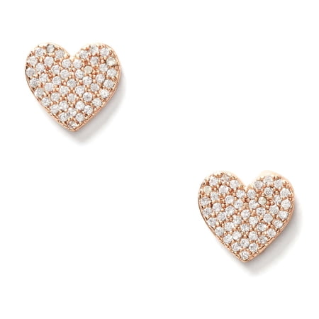 Kate Spade New York Women's Gold Plated Metal Yours Truly Pave Heart Studs (Clear / Rose Gold)