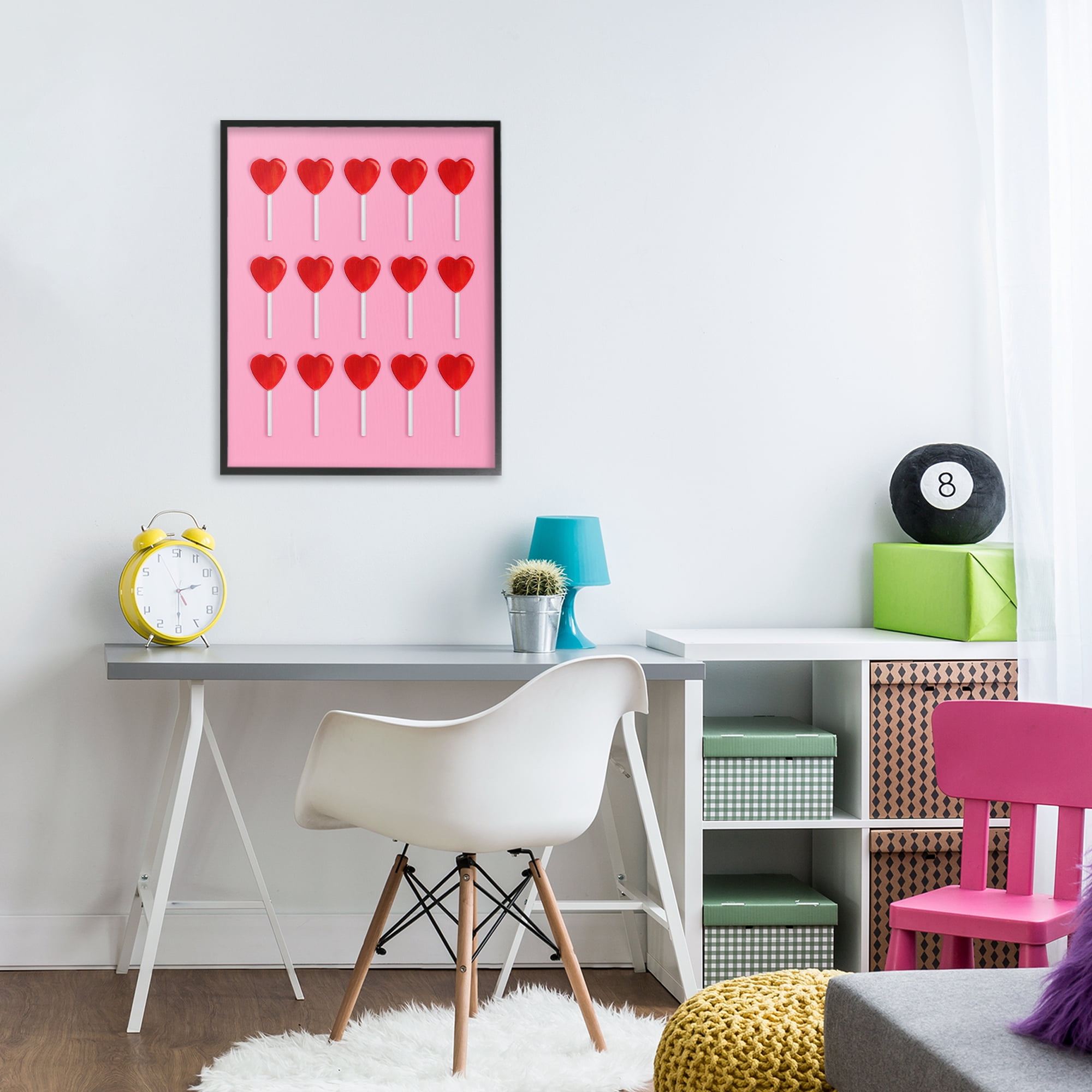 Stupell Industries Heart Lollipops Collection Black Framed Giclee Art, design by LISH Creative