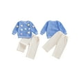 thumbnail image 2 of Miaouyo Toddler Baby Girl Fall Outfits 6 12 18 24 Months 2T 3T 4T 3D Flower Crew Neck Long Sleeve Sweatshirt with Pants 2 Pcs Set, 2 of 9
