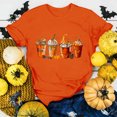 thumbnail image 5 of Halloween Shirts for Women T-Shirt for Casual Wear with Short Round Neck Pumpkin Print Loose Top in Stylish Everyday Wardrobe Orange L, 5 of 5