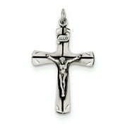 Sterling Silver Satin Antiqued Crucifix Pendant QC7344 (35mm x 20mm)