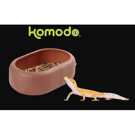 Komodo Smart Mealworm Reptile Feeding Dish for Aquarium or Reptile Tank, Brown, Thermoplastic