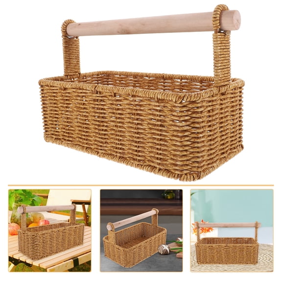 FUTUREORYY Round Woven Fruit Basket Plastic 1Set