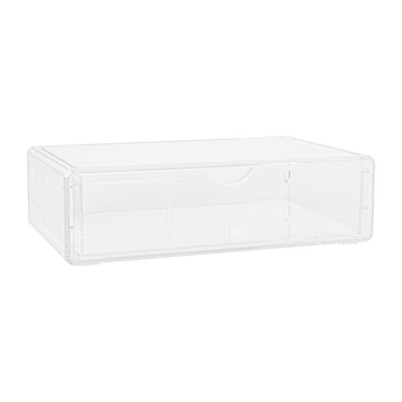Martha Stewart Brody Plastic Stackable Office Desktop Organizer Box with Drawer, 12.75" x 7.75"