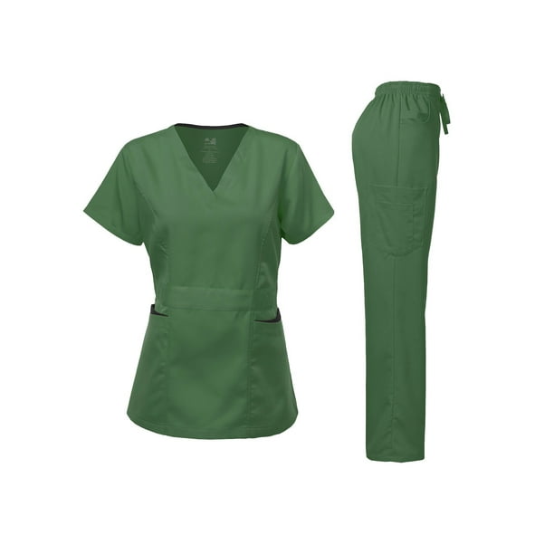 Dagacci Medical Uniform Women's Scrubs Set Stretch Ultra Soft Contrast
