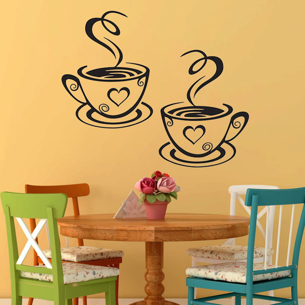 1x Coffee Cups Cafe Tea Wall Stickers Decal For Kitchen Home Creative Decor C
