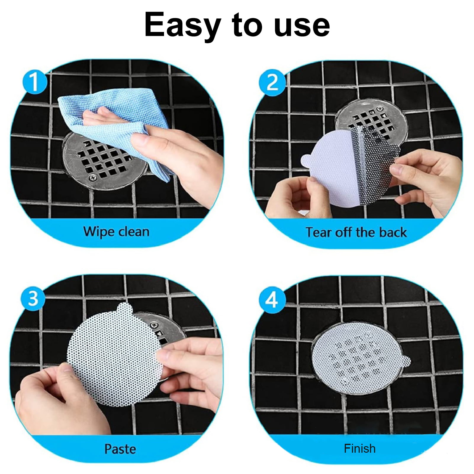 25 Pack Disposable Shower Drain Hair Catcher, Waterproof and Adhesive Drain Hair Catcher, Easy to Install Round Mesh Drain Cover