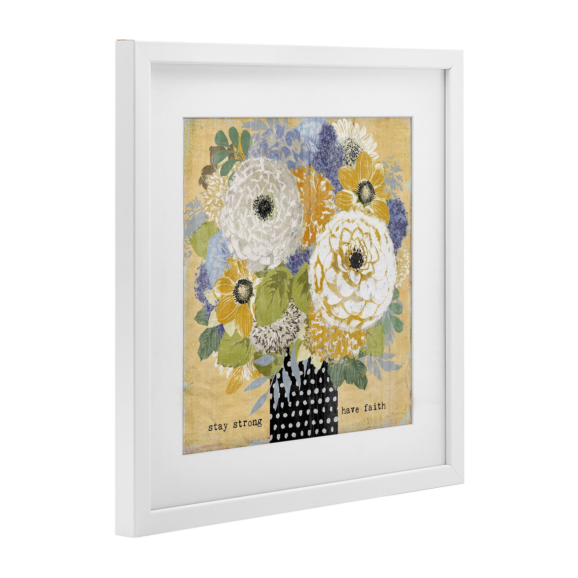 Stupell Industries Stay Strong Have Faith White Framed Print Under Glass, design by Suzanne Nicoll