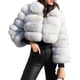 thumbnail image 3 of loveimgs Abrigo de piel sintética mullida para mujer, chaqueta recortada, chaqueta acolchada con cremallera, chaqueta de peluche cálida y difusa para invierno, 3 of 5