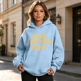 thumbnail image 2 of Women Black Wear Your Own Story Motivational Quote Graphic Hoodie with Drawstring Casual Pullover Sweatshirt, 2 of 5