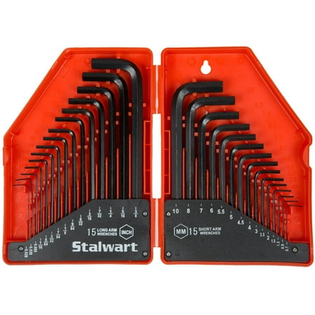 Stalwart 30-Piece Hex Key Wrench Set, Combo SAE and