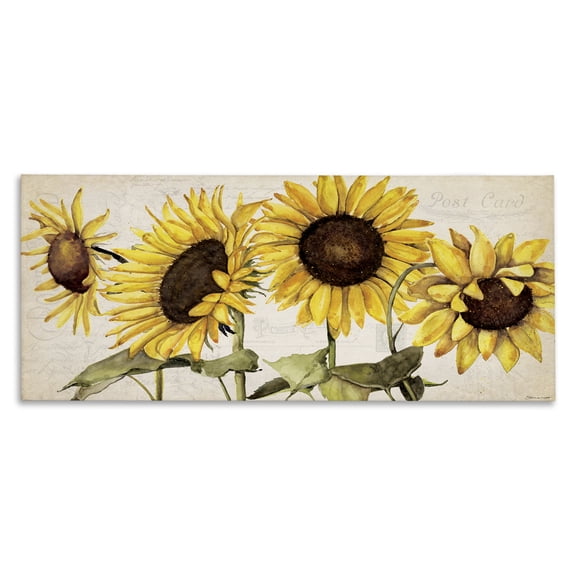 Stupell Industries Shabby Chic Summer Sunflower Florals Vintage Postcard Text Pattern Canvas Art, 30 x 13, by Stephanie Workman Marrott