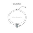 thumbnail image 2 of Pulsera Star Girl de diseño único, pulsera de lujo con dije de piedra lunar de planeta azul, cadena de plata de 9,65 pulgadas, 2 of 5