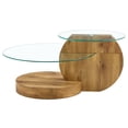 thumbnail image 5 of Modern Double Layer Round Glass Cofee Table for Small Space Home Office,42 Inch Wood, 5 of 7