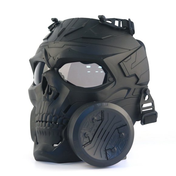 TopOne Tactical Gas Mask Full Face Single Fan Skull Covers Protective Mask for Outdoor Cs Game Masquerade Cosplay