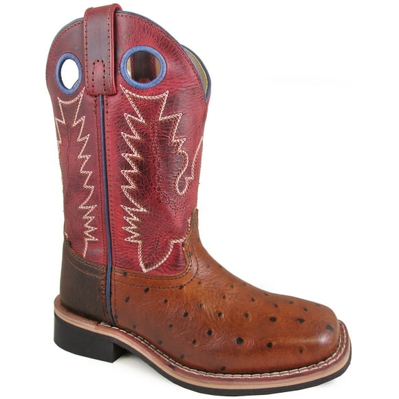 Smoky+montagne+jeunes%27+cheyenne+pull+on+carré+orteil+déstrempé+cognac%2fRed+Crackle+Bottes+4M