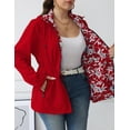thumbnail image 3 of Giolshon Women's Plus Size Reversible Floral Print Hooded Casual Lightweight Windbreaker Outerwear, 3 of 4