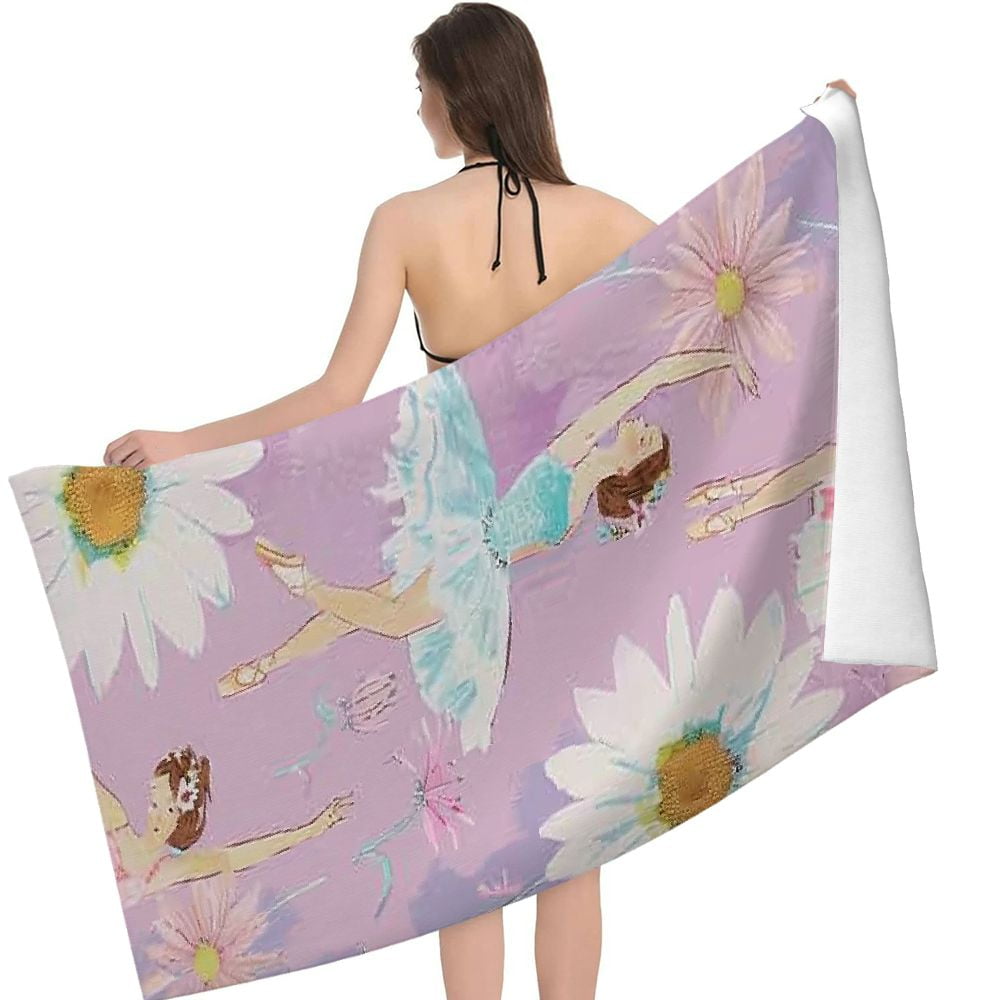 PHYHOO Dance Dancer Oversized Quick Dry Microfiber Beach Towel Beautiful Girl Lightweight Sand Free Towel Super Soft &amp; Absorbent for Travel Swimming Sports 30x60in