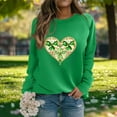 thumbnail image 2 of SELONE Sequin St Patricks Day Tops for Women Long Sleeve Crewneck Sweatshirt Heart Pullover Raglan Clothes Brown 3XL, 2 of 6