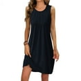 thumbnail image 2 of cfhntfmh Summer Dresses for Women Sleeveless Scoop Neck Pleated Front Dresses Tank Dress Loose Short Dress, 2 of 6