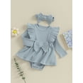 thumbnail image 3 of Bagilaanoe Newborn Baby Girl Rompers Dress Long Sleeve Bodysuit + Headband 3M 6M 9M 12M 18M Infant Fall A-line Dress, 3 of 9