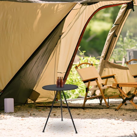 KAKOWELY 1Set Small Folding Table Round Shape With Abs And Carbon Steel For Camping Picnics And Barbecues