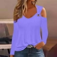 thumbnail image 2 of AherBiu Long Sleeve Shirts for Women off Shoulder Scoop Neck Pullover Fall Spring Tops Blouse Solid Color, 2 of 5