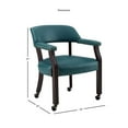 thumbnail image 7 of Tournament Teal Green Faux Leather  Arm Chair with Casters and Cherry finished, 7 of 7