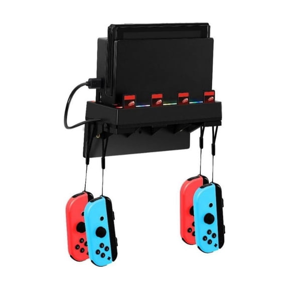 RGB Lighted Wall Mount Storage Holder for Nintendo Switch/Switch OLED Console Model SY-NS-558 White/Black