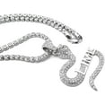 thumbnail image 4 of Hip Hop Iced White Gold Plated Lime Snake Pendant & 3mm 20" Rhinestone Cubic Zirconia Chain Bling Necklace, 4 of 6