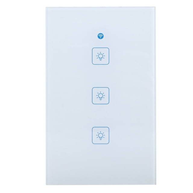 Control remoto WiFi en casa Smart 3 Gang interruptor de pared Panel táctil estándar de EE. UU. 100-240V