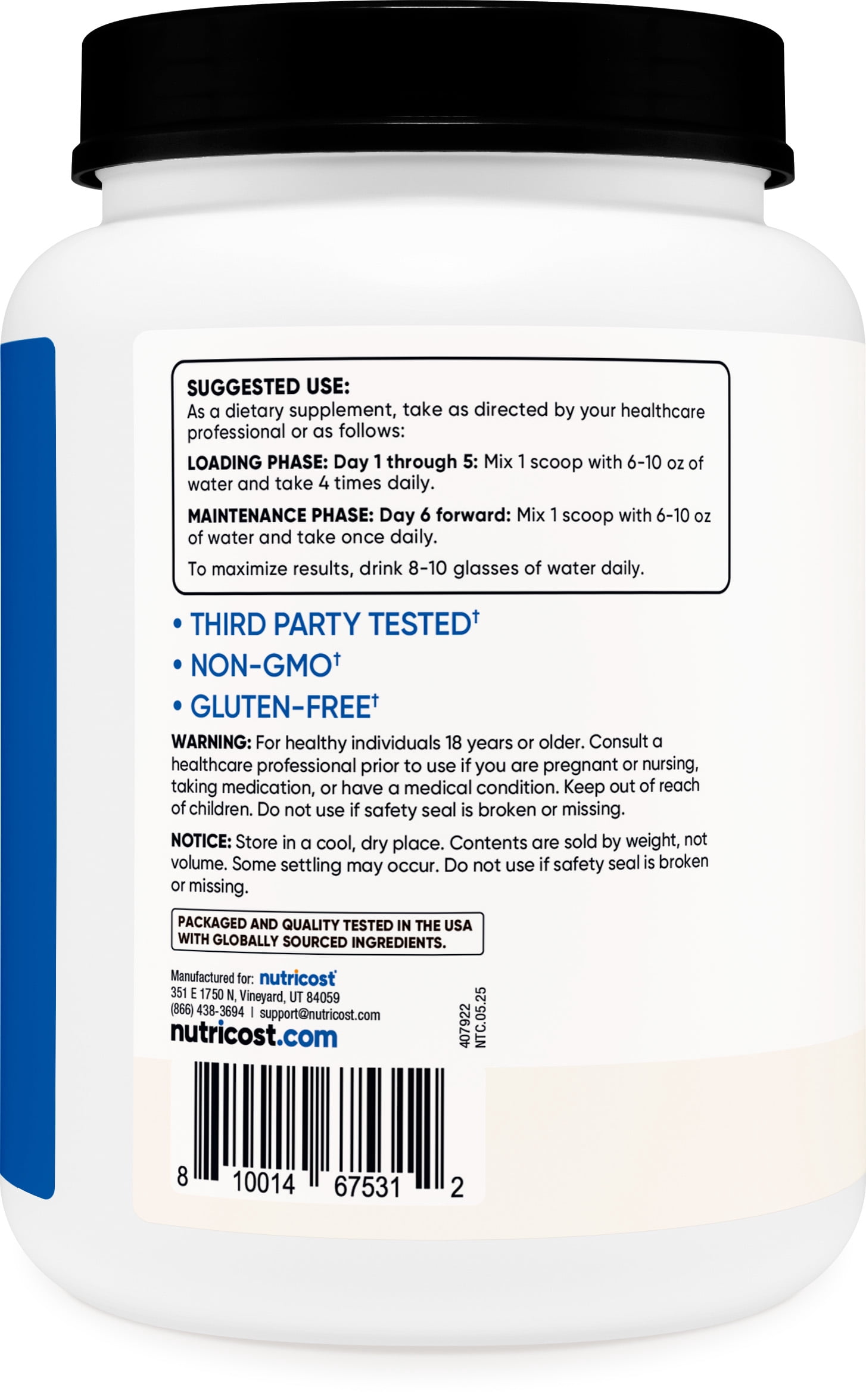 Nutricost Creatine Monohydrate Powder 1 kg (2.2LBS) Supplement- 200 Servings, Unflavored