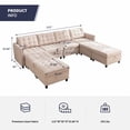 thumbnail image 2 of ZAFLY Ensemble de Canapé en Forme de U/L avec Ottomane de Rangement, Sofa Sectionnel Modulaire pour Salon, Beige, 2 of 5