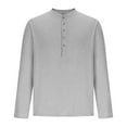 thumbnail image 1 of Blusas y camisas de manga larga con cuello redondo para hombre, blusa informal de moda con botones, transpirable, de manga larga y cuello redondo, blusa de poliéster para hombre, 1 of 4