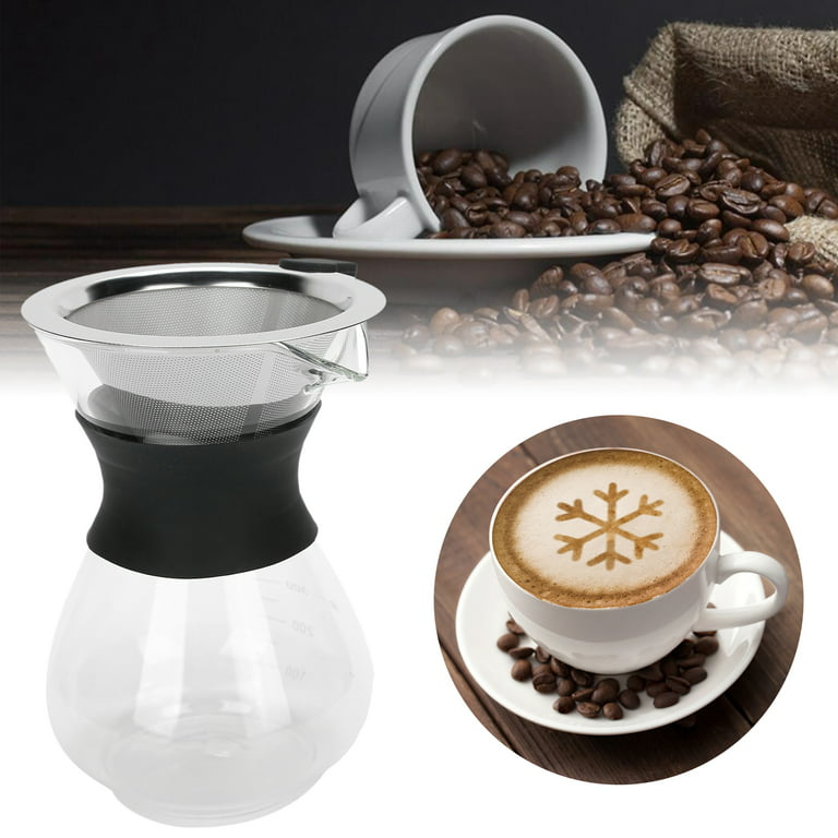 Glass Coffee Dripper and Carafe Set with Reusable Metallic Filter 13.5 oz
