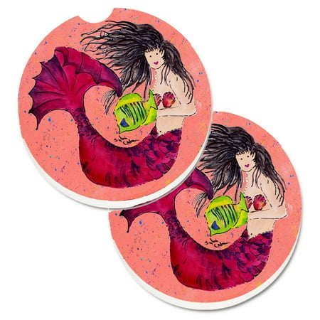 

Carolines Treasures 8338CARC Mermaid Set of 2 Cup Holder Car Coasters Large multicolor