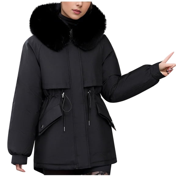 Lindreshi Winter Coats for Women 2023 Trendy Women's Fall and Winter Long Sleeved Warm Cotton Jacket Bread