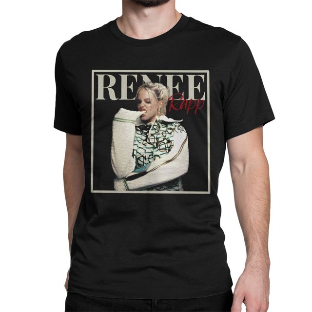Camiseta negra vintage de Renée Rapp para hombre y mujer, de algodón, cuello redondo, manga corta, tallas grandes
