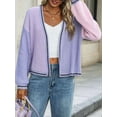 thumbnail image 6 of Women'S Color Block Open Front Cardigan Contrast Striped Chunky Cardigan Sweater Outerwear Coat  XL, 6 of 7